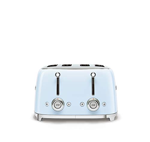 Smeg-50s-Retro-4-Slot-Toaster-TSF03PBUS-Bundle-with-Bamboo-Tongs-Pastel-Blue Smeg 50s Retro 4 Slot Toaster TSF03PBUS Bundle with Bamboo Tongs Pastel Blue