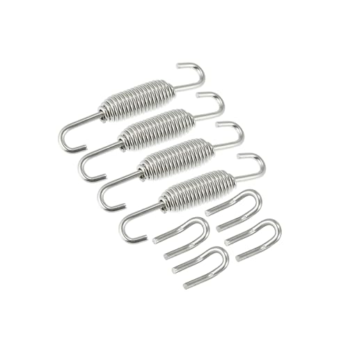 Image of 1 Set 31mm 1.22 inch Motorcycle Exhaust Pipe Spring with U Shape Hooks Stainless Steel Silver Tone Auto Accessories