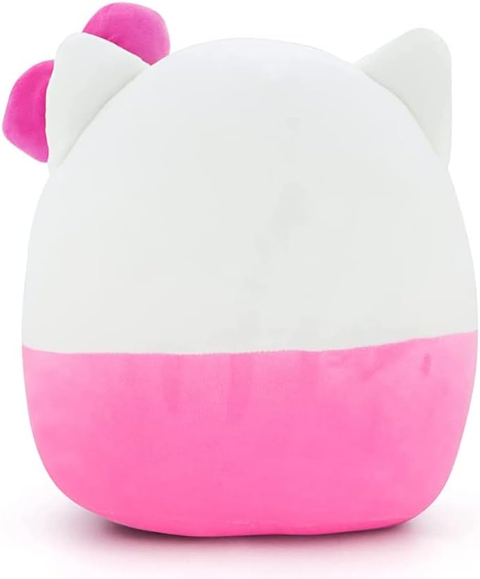 Miniatura 4 de Almohada de peluche de gato lindo de 14 pulgadas con lazo rosa y pantalones cortos, suave y acogedor para sofá, almuerzo