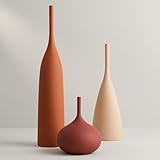 DecoVlog Ceramic Vases Set of 3, Modern Boho Vases for Centerpiece Decor, Matte Minimalist...