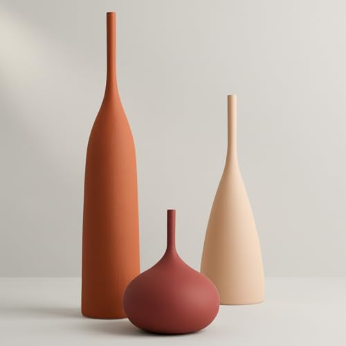 DecoVlog Ceramic Vases Set of 3, Modern Boho Vases for