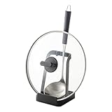 YAMAZAKI home 2249 Yamazaki Tower Ladle Holder-Lid Stand for Utensils in Kitchen, Black