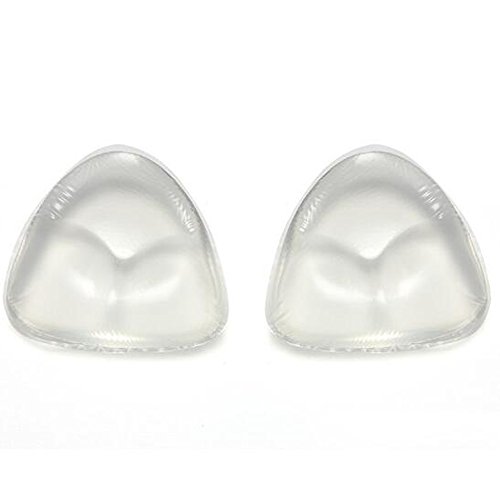 2 inserti imbottiti per reggiseno a forma di triangolo, in silicone, impermeabili, con effetto push-up, per reggiseno e costume da bagno, Clear