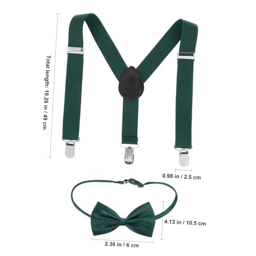 KESYOO Bow Tie and Suspenders Set for Boys Adjustable Green Suspenders Clip-on Bow Tie for Tuxedos Dress Pants and Special Occasions2