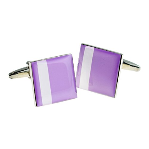 Mancuernillas para hombre RGT color lila con raya blanca miniatura 1