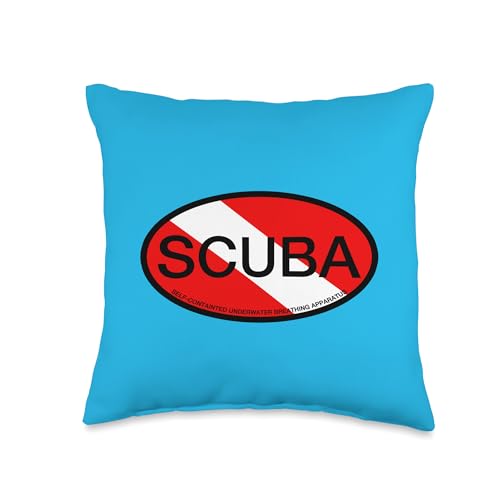 Scuba Diver Diving Diver Down Flag Oval Throw Pillow