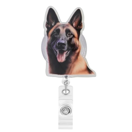 Funny Belgian Malinois Gifts for Womens Owners Pet Lovers Cute Office Badge Reel for Nurse Teacher Doctor Worker Medical Assistant Name ID Badge Reel with Clip