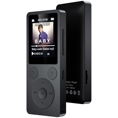 ODEJOI 64GB MP3 Player with Bluetooth 5.3 Auto Reconnect, MP3 Music Player with Speaker, 1.8" Screen & Physical Buttons, Voice Recorder, FM Radio, 40H Battery Life, No WiFi, Support 128GB microSD Card
