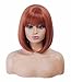 NJJYXH 14 Inches Ginger Wigs for Women Short Straight Bob Copper Red Wig with Bangs Auburn Synthetic Hair for Daily Use,Cosplay, Halloween