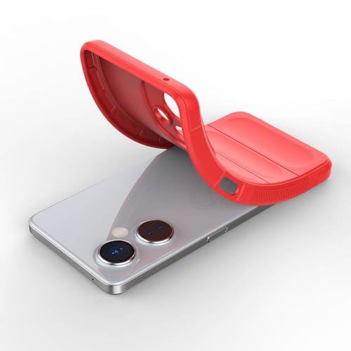 Image of amazon basics Mobile Cover for Vivo Y27 4G | Full Camera Protection | Liquid Silicon Case | Flexible Bumper Case for Vivo Y27 4G (Red)