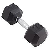 Body Sport Rubber Encased Hex Dumbbell, 25-Pound