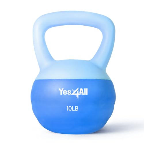 Yes4All Soft Kettlebell, PVC Strength Training Kettlebells for Women, Floor Protection & Quiet, Wide Handle, Aesthetic Soft Weights (5,10,15,20lb) for Home Gym, Fitness Beginners - 10LB, Blue by Yes4All - Used condition - US$25.79