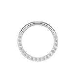 Hoisy Piercing Nariz Titanio Aro 16G 1.2x6mm, Aro con Circonita, Piercing Nariz Mujer Plata