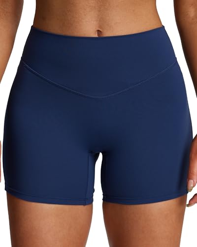 Aoxjox Workout Biker Shorts for Women Tummy Control High Waisted Athletic Hidden Scrunch Gym Running Yoga Short 4.5