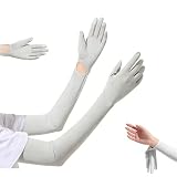 [ZVCXOE] 皮膚科医監修 アームカバー 日焼け防止 レディース UPF50+ 冷感アームウォーマー 指先までフル 日除け 手袋 ロング 腕 カバー UVカット 日焼け防止 紫外線対策 吸汗速乾 熱中症対策 猛暑対策 スポーツ 運転用 自転車 アウトドア ライトグレー