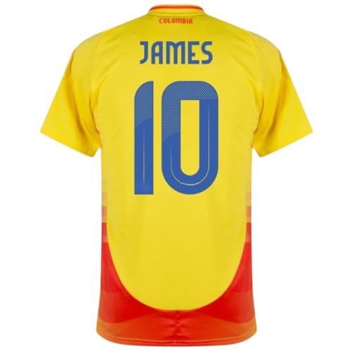 Colombia James 10 Yellow 24/25 Soccer Jersey for Men Fan Version (US, Alpha, Large, Regular, Regular, Home)