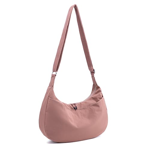Lightweight Crescent Bag Nylon Crossbody Bags for Women Multi-Pocket Sling Hobo Luna Bag Women's Shoulder Handbag for Travel