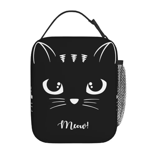 Aoojanu Black Cat Reusable Lunch Box Food Bag Insulated Lunch Bag for Teenage Boys Girls School Beach