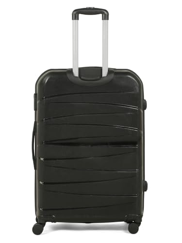 Image of Teakwood Medium Check in Size 8 Wheels Trolley Bag, Hard Cabin with Zipper Closure, Adjustable Push Button & TSA Lock System 360 Degree (Medium, Black)