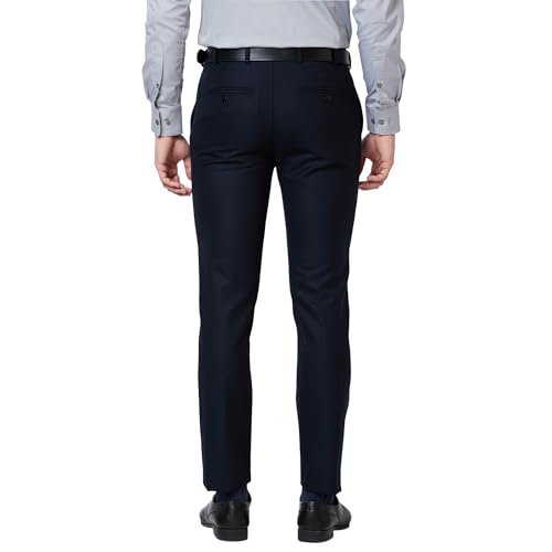 Image of Park Avenue Men's Poly Wool Blend Structure Pattern Super Slim Fit Flat Front Formal Trouser