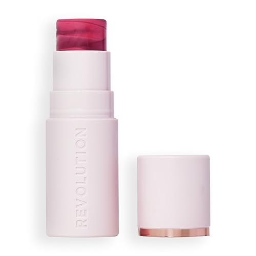 Revolution Skin Silk Blush Stick - Couleur modulable pour joues, yeux et lèvres - Formule crème à poudre - Vegan & Cruelty-Free - Berry Flush - 4,5 g
