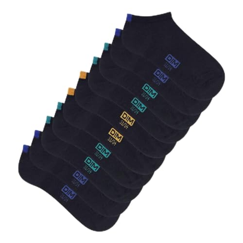 Dim Unisex Chaussettes Socquettes Ecodim Enfant x5, Noir/Bleu Marine, 27-30