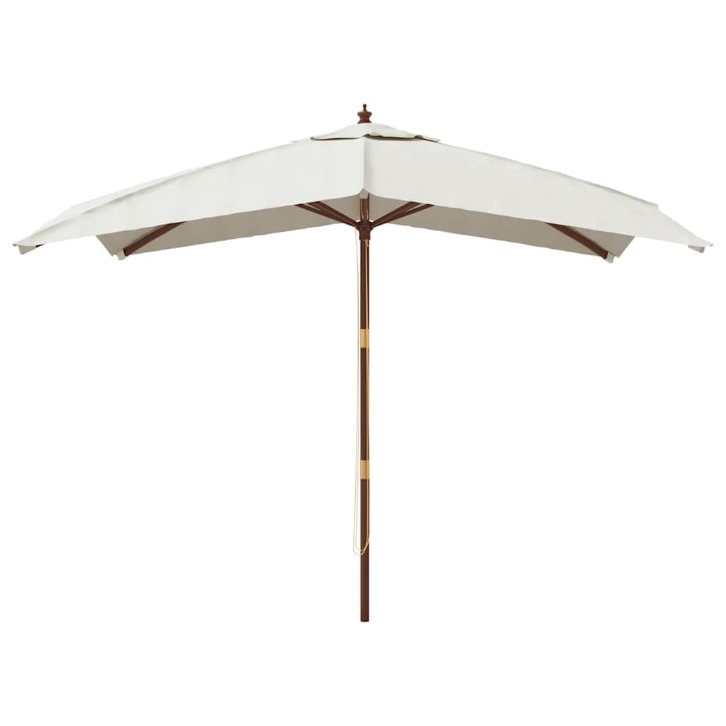 Ombrellone da giardino con palo in legno, 300 x 300 x 273 cm, con protezione UV, robusto telaio in legno duro, sistema di ventilazione, doppio corda, ideale per balcone, terrazza, spiaggia