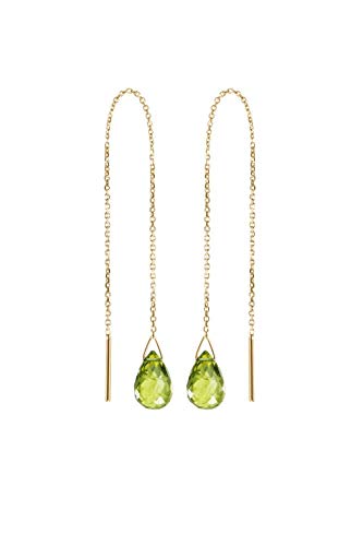 Tiny Peridot Threader Earrings, 9K 14K 18K Gold Setting, Yellow Gold Threaders, Gold Chain Earrings, August Birthstone, Gemstone Earrings/code: 0.001