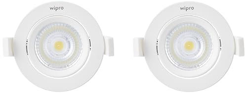 Image of Wipro Garnet 9 W Slim COB Downlight for False Ceiling | Neutral White (4000K) | Ceiling or Cabinet Light with Adjustable Optics | Pack of 2