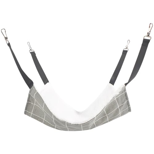 Machify 20.9 X 13.8 in Cat Hammock for Cage, Gray Plaid Soft Fleece Sleeping Bed, Warm Winter Swing Bed, Hanging Pet Hammock