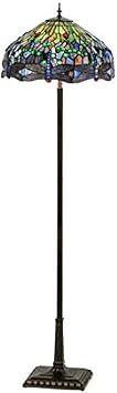 Meyda Tiffany 151154 Four Light Floor Lamp from Tiffany Hanginghead Dragonfly Collection in Mahogany Bronze Finish, 20.00 inches