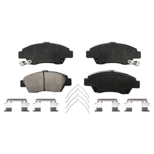 Image of Detroit Axle - 4pc Brake Kit for Honda Fit, Front Ceramic Brake Pads Rear Brake Shoes 2009 2010 2011 2012 2013 2014 2015 2016 2017 2018 2019 2020 Replacement