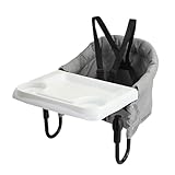 Asiento de Mesa Portátil, Trona Mesa Comedor Bebé, Sillita Mesa Ajustable para casa y viaje con Cinturón de Seguridad&Bandeja Recoge Alimentos