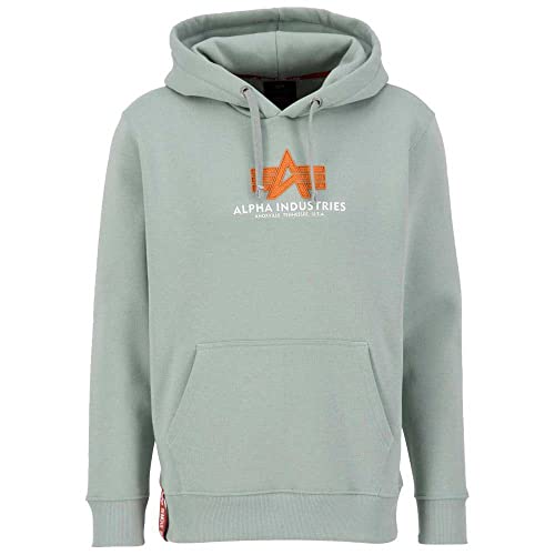 Alpha Industries Basic Hoody Rubber Kapuzensweat für Herren Dusty Green – Ansicht 1