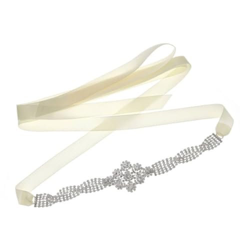 Angoily Cinturón de Gemas de Imitación para Vestido de Novia en Poliéster Plateado Diseño Delicado y Efecto Decorativo Ligero para Boda