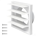White Ventilation Gravity Grille, 150mm/ 6 Inch Square Gravity Vent Cover Plastic Plastic Extractor Fan Ducting Vents Covers for Bathroom Kitchen Ducting HVAC and Extractor Fans