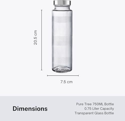 Image of Glass Fridge Water Bottle Set of 6 with Airtight Leak Proof Steel Cap, Ideal for Milk, Juice, Shakes and Storage (750ML)