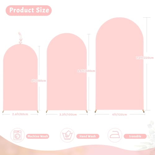 Image of Dusty Rose Arch Backdrop Cover, 6FT Polyester Fitted Wedding Arch Stand Covers 2-Sided Round Top Chiara Stretchy Arch Backdrop Cover for Wedding Ceremony Birthday Party Baby Shower Banquet Decoration