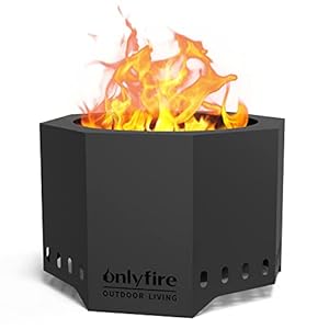 Onlyfire Smokeless Fire Pit Wood Burning with Ash Pan Collector, 26 Inch Portable Outdoor Bonfire Firepit for Camping Tailgating Patio Backyard Party Outside Add Warmth Ambiance, Modern Octagon Black