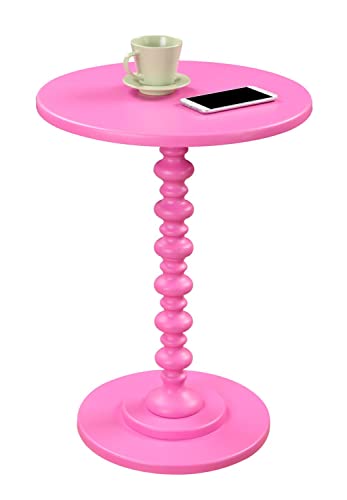Image of Convenience Concepts Palm Beach Spindle Table 17.75 inch - Traditional Round End Table for Living Room, Turned Solid Wood Side Table, Classic Display Pedestal Table, Pink
