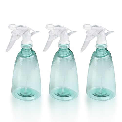 Gvolatee 3 Stk Zerstäuber Sprühflasche 500 ml, Nachfüllbar Sprühflaschen Leer, Transparent Spray Bottle, Kunststoff Sprüher Pflanzen, Professional Wassersprühflasche für Blumen, Haare, Reinigung