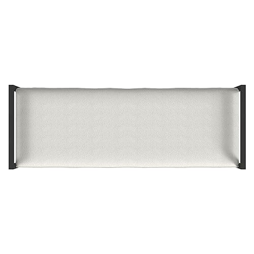 Image of HomePop Modern Metal Bench|Bench for Living Room & Bedroom | Decorative Home Furniture - Cream Boucle