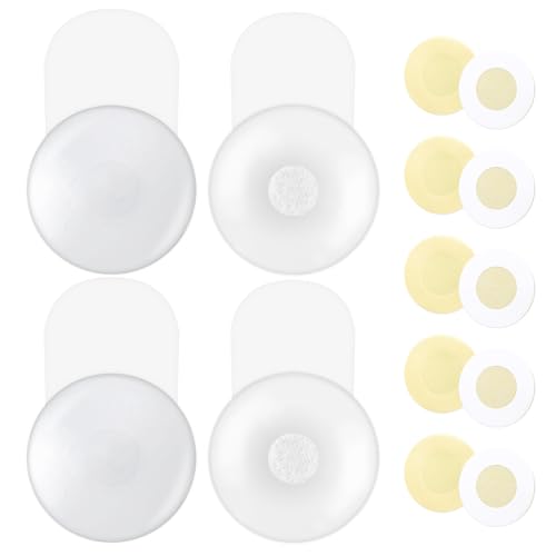 Kiiwah 2 Paar Silikon Klebe BH Push Up, Durchsichtig Trägerlos Klebe BH Rückenfrei, Nippelpads Sticky Bra Wiederverwendbare, mit 5 Paar Einweg Nipple Covers (6.5cm)