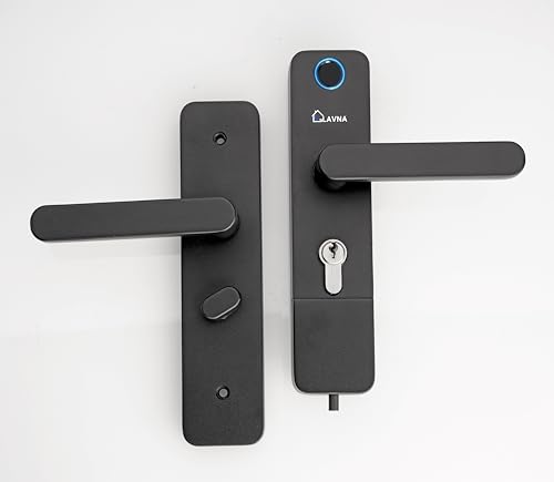 Image of LAVNA Digital Door Lock | 3 Way Access | Fingerprint, Mobile app, Key Access | 2 Locking Bolts | Suitable for 30 mm to 45mm Wooden Door fit with Right N Left Door Side (LA14, Smart)