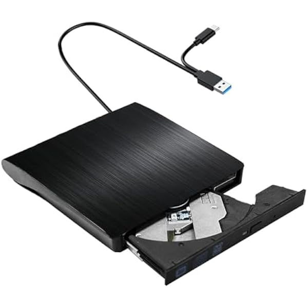 Zewnętrzny napęd DVD USB 3.0 typu C, przenośny odtwarzacz CD DVD, nagrywarka, do komputerów stacjonarnych i laptopów Smukła i kompaktowa konstrukcja