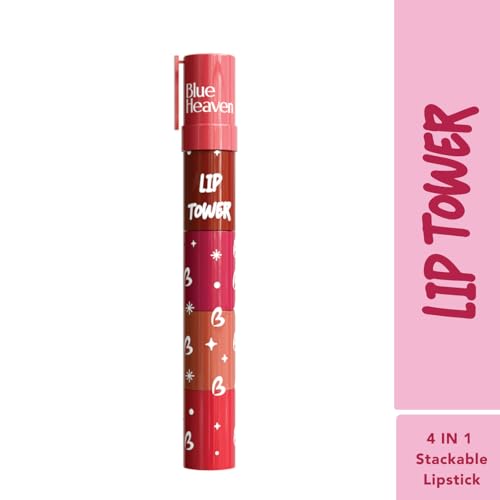 Image of Blue Heaven Get Matte Lip Tower 4-in-1 Stackable Lipstick Combo Set | Moisturizing & Lightweight | Smooth Matte Finish |Intense Color Payoff| Easy to Carry, 6gm