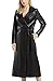 Women's Lambskin Leather Long Trench Coat Black Double Breasted Genuine Leather Coat with Belt SmartUniverseWear (Black, Medium)