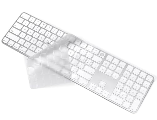 Keyboard Cover Skin Compatible with 2024 Magic Keyboard and Numeric Keypad A3119 MXK73LL/A, Ultra-Thin Apple Magic Keyboard TPU Protector - Transparent