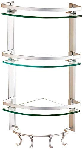 ZDJZMGZ Storage Shelf Shower Caddy Aluminum Alloy Glass Storage Rack for Kitchen Supplies with Towel Rack Bathroom Shelve