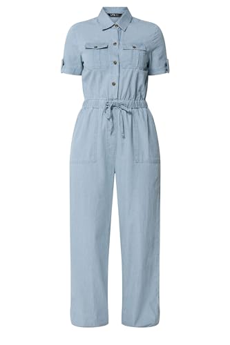 Image of Long Tall Sally - Lts Tall Blue Denim Utility Elasticated Waistband Jumpsuit - Women's